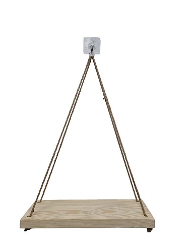 Etagere murale suspendue en bois Naturelle avec corde de jute
