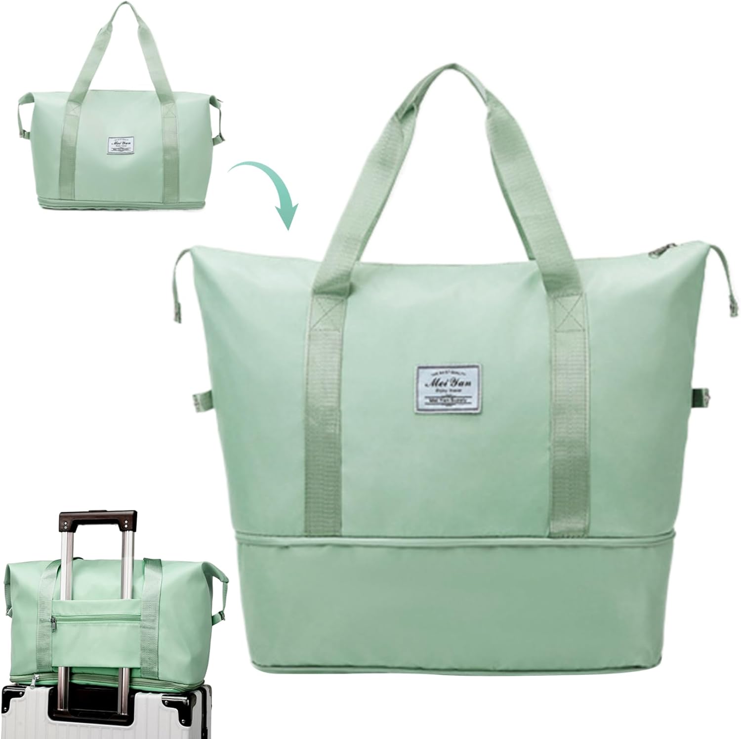 Sac de voyage pliable de grande capacité Sac fourre-tout vert