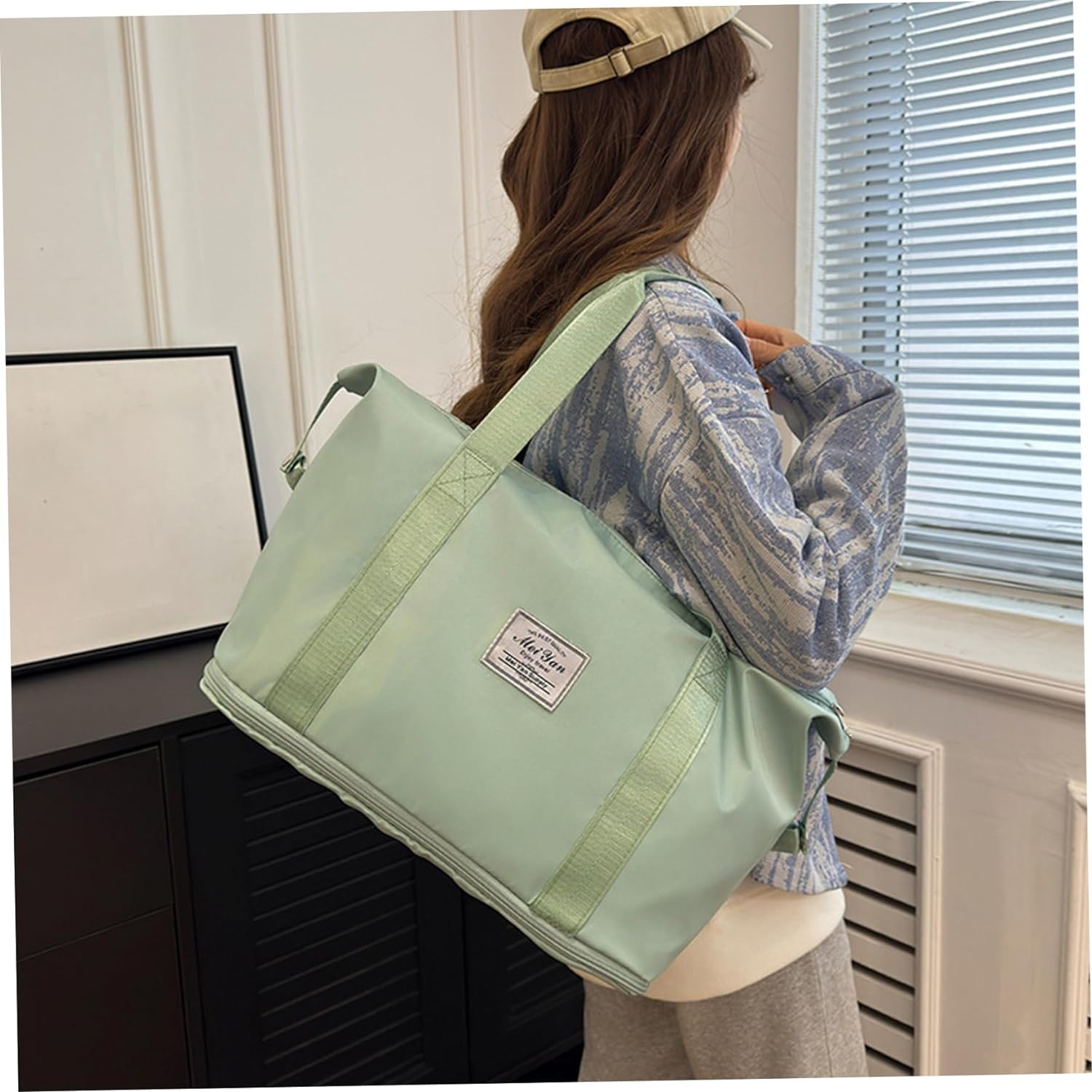 Sac de voyage pliable de grande capacité Sac fourre-tout vert