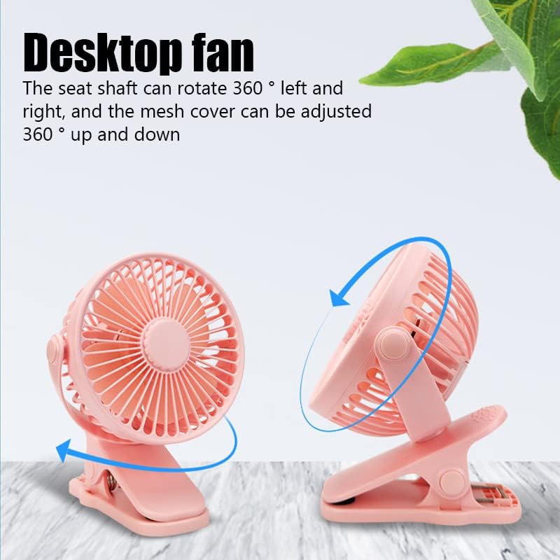 Mini ventilateur de bureau à clipser Rechargeable USB - ROSE