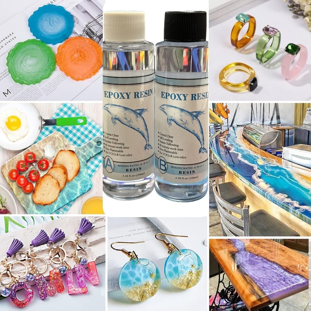 Resine epoxy 2x100 ml - Transparent - Fabrication de bijoux