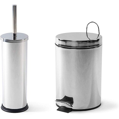 Ensemble poubelle à pédale 5l et brosse pour salle de bain