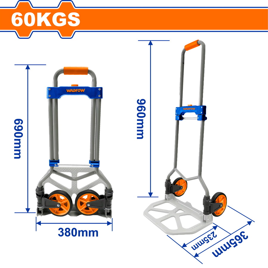 Chariot pliable de transport aluminium 60kg