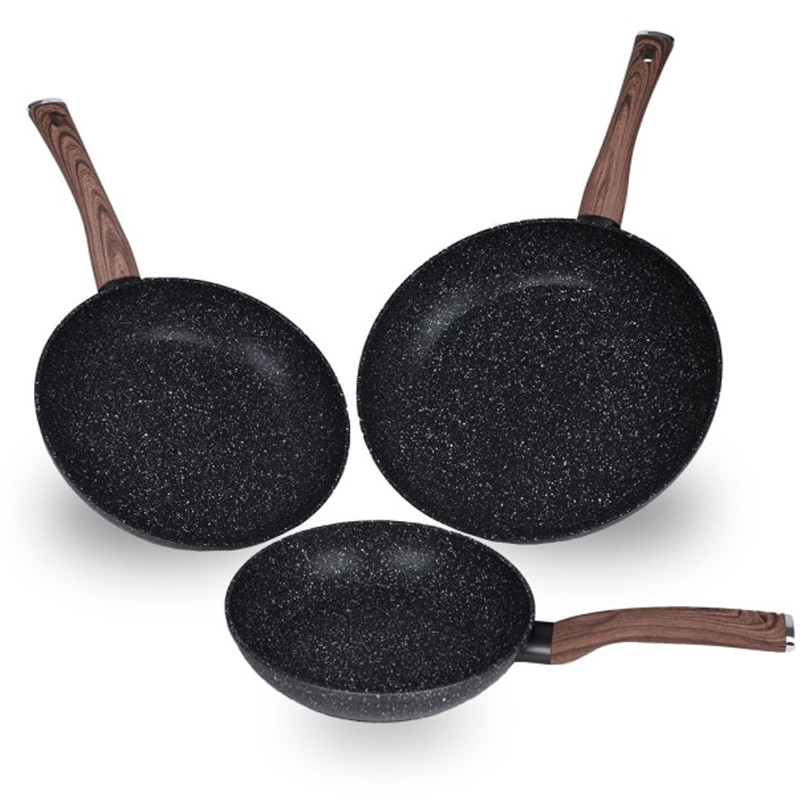 Set de 3 Poêles Baroly Granite Antiadhésives Ø 16, 18, 20 cm Noir