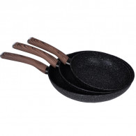 Set de 3 Poêles Baroly Granite Antiadhésives Ø 16, 18, 20 cm Noir