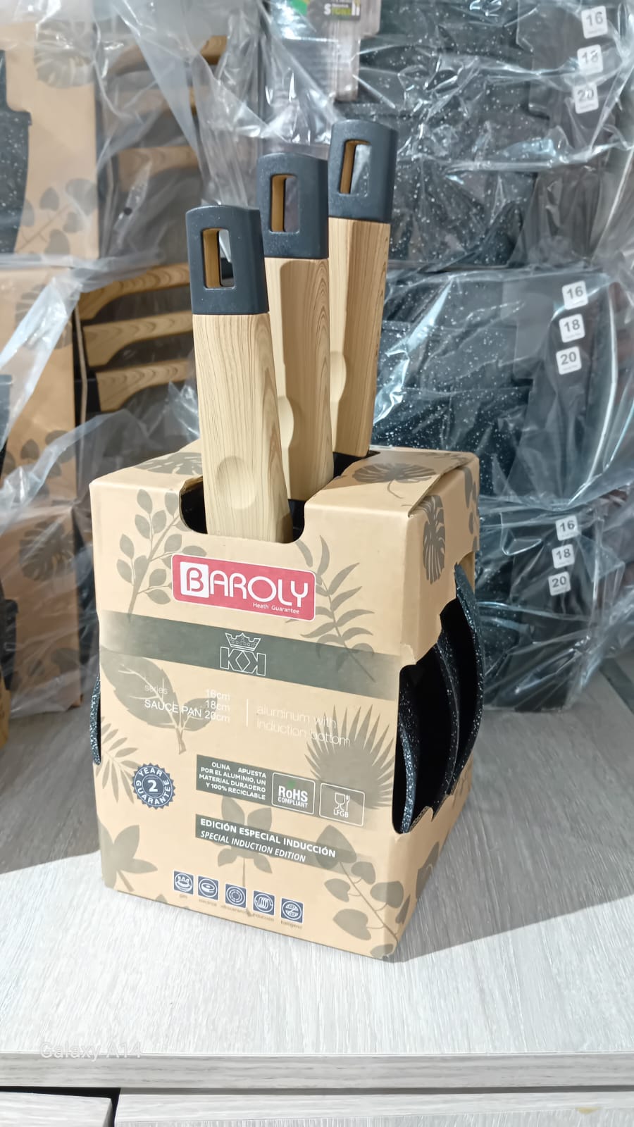 Set de 3 Poêles Baroly Granite Antiadhésives Ø 16, 18, 20 cm Noir