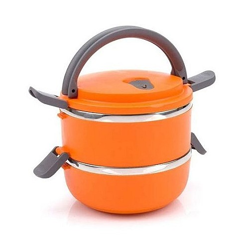 Lunch Box - 2 Niveaux  Isotherme  En Inox - Orangé