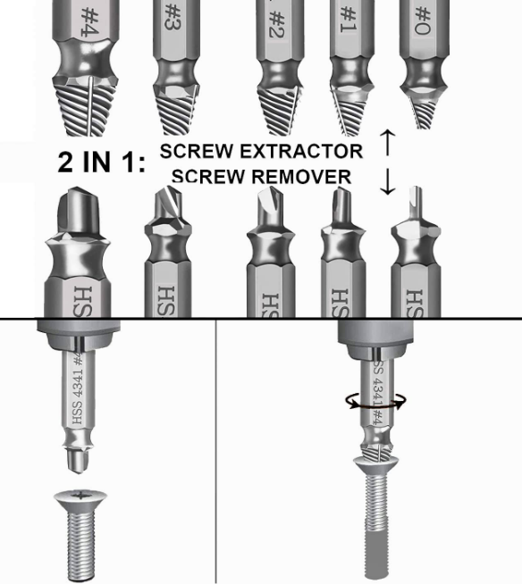 Extracteur de vis endommagées 5 Pièces