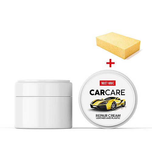 مجموعة كريم مجدد الجلد و البلاستيك + اسفنجة