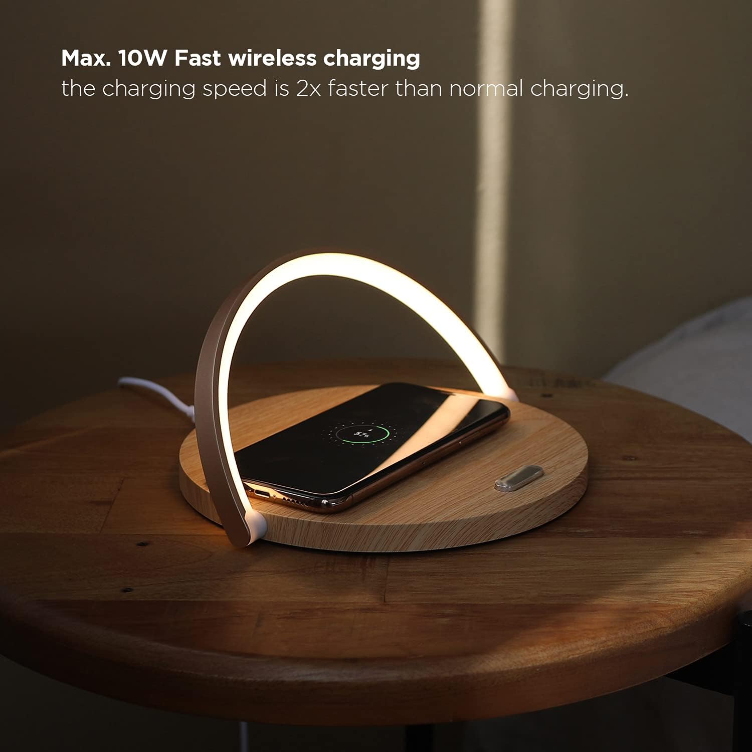 Mooas Veilleuse de charge sans fil simple moderne (bois)